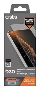 Clear tempered glass screen protector SBS for Samsung S26 Ultra — 6.9" glossy, impact- and scratch-resistant, 1 pc