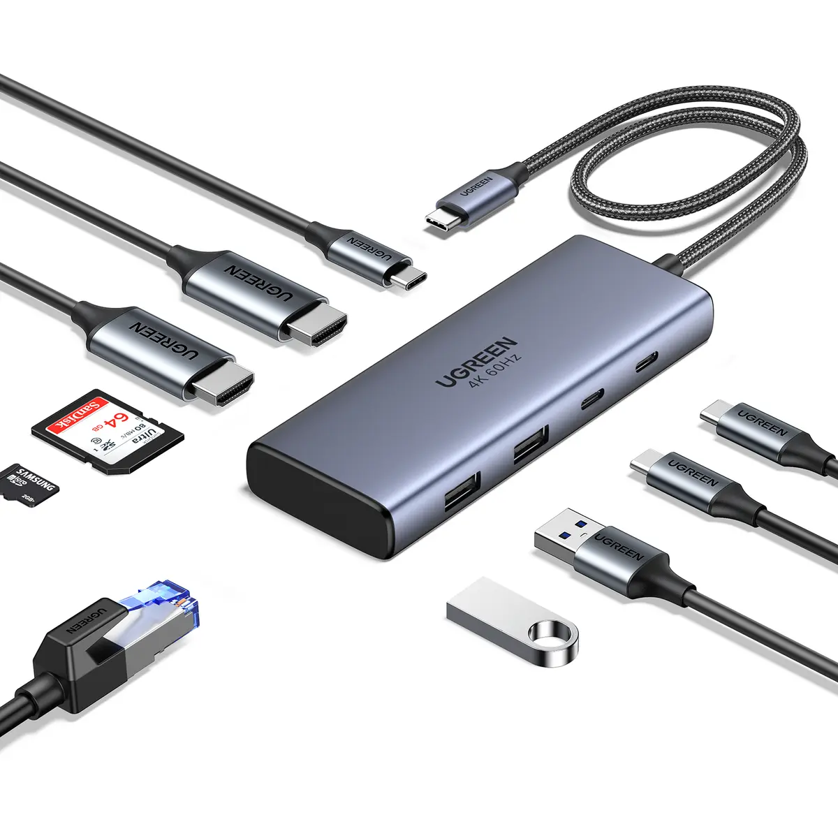 Ugreen 7-в-1 USB-C концентратор CM498 Док-станция Серый Photo 2