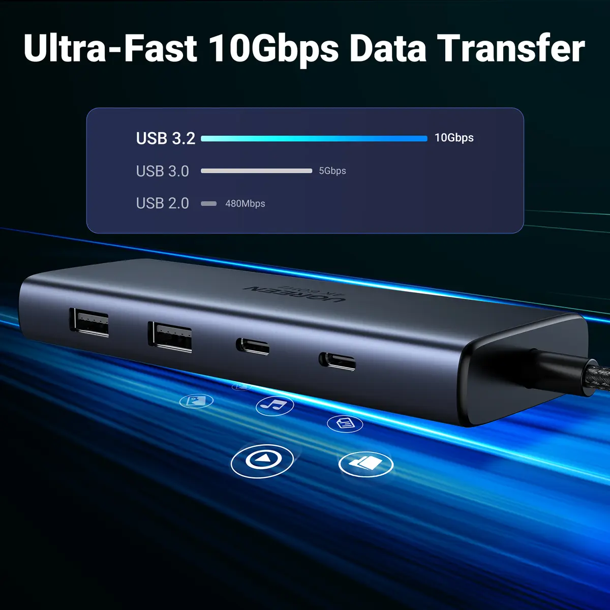 Ugreen 7-в-1 USB-C концентратор CM498 Док-станция Серый Photo 6
