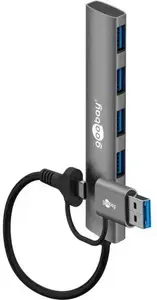 USB hub GOOBAY RB79149 slim 2-in-1, 4 ports, USB 3.0 (5 Gbit/s)