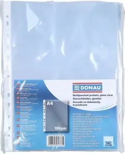Document sleeves Donau A4 clear PP 100 µm, pack of 100