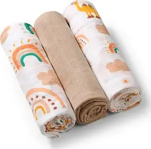 муслиновые пелёнки baby ono 348/08 бежевые набор 3 шт