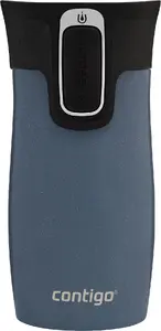 Termokrūze Contigo West Loop Mini 300 ml — zils metālisks, vakuuma izolēta, hermētiska