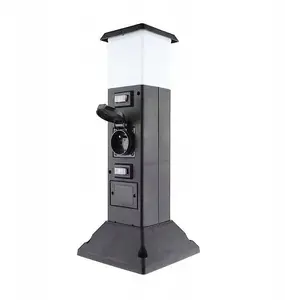 Āra dārza stabs Solight PG05 ar LED apgaismojumu, IP44, plastmasa, 2 kontaktligzdas, melns