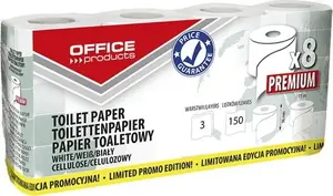 Toilet Paper office products Premium 3-ply 150 sheets 15 m roll pack of 8 white