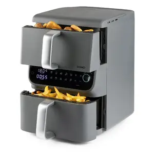 Аэрофритюрница Domo DO549FR Double 10 л, 2500 Вт, серый, LED-дисплей, поворотное и сенсорное управление