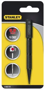Nail punch STANLEY 0-58-111, tempered steel, 102 mm length, 0.8 mm tip