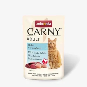 Влажный корм для кошек animonda Carny курица + тунец 85 г саше, для взрослых, без зерна и сои
