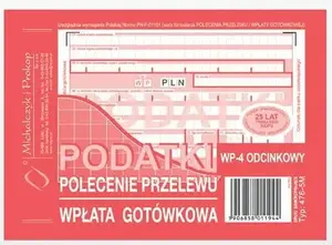 Payment transfer form pad Michalczyk & Prokop Polecenie przelewu 4-part A6 80 sheets (476-5)