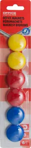 Office Products magnetic clips 30 mm, pack of 6, mixed colours