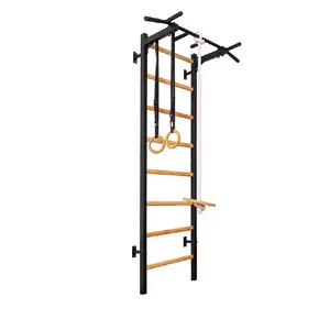 Sienas stieņa pull-up BenchK 221B + A076, slodze 150 kg, melns ar koku, 670×2300 mm