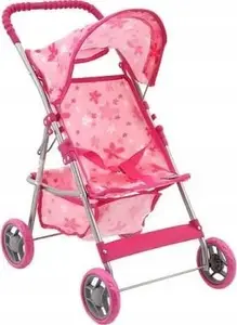 Doll stroller Adar M1913 — pink with polka dots, toy stroller for dolls