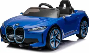 Электромобиль BMW i4 для детей, синий, EVA-колеса, LED-подсветка, аудиопроигрыватель, пульт, медленный старт