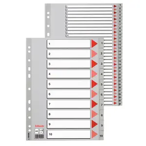 Divider tabs ESSELTE Plastic indexes 225 x 297 mm, 1 pc