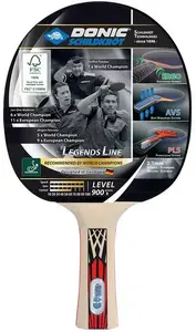Galda tenisa rakete Donic Legends 900 — melna/sarkana/koks, koka rokturis, 1 gab.