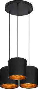 Подвесной светильник ORNO NEVA, макс. 3×60W, патроны E27, чёрный, круглая база