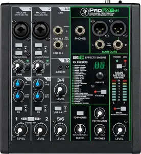 Mixer Mackie ProFX6v3 compact 6-channel analog mixer with USB interface