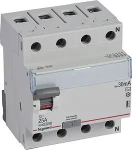 Residual Current Circuit Breaker 4P 25A 30mA Type AC Legrand P304 (MPN: LE-411707)