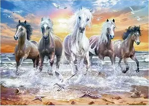 Diamond Painting Kit Norimpex Mozaika 5D — Horses, 40x30 cm