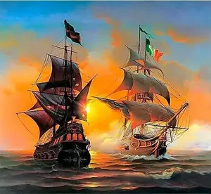 Diamond Painting Kit Norimpex Mozaika 5D — Sailing Ships, 40x30 cm