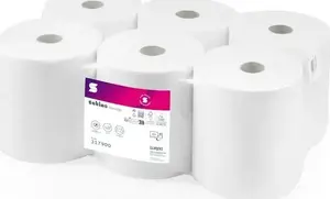 Papīra dvieļu ruļļi centrālās dozēšanas sistēmai wepa Satino Prestige 150 m, 6 ruļļi, balti