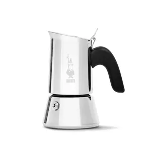 Moka pot BIALETTI Venus — stainless steel, black, 140×100×180 mm