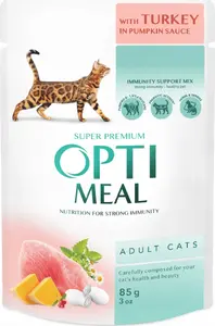 Mitrā kaķu barība Synteza OPTIMEAL KOT 85 g paciņa Turcija ķirbju mērcē