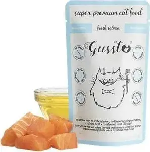 Влажный корм для кошек GUSSTO Fresh Salmon 85 г пауч, полноценное питание для взрослых кошек