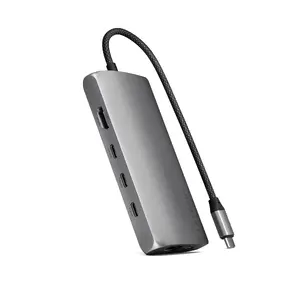 Portu replikators / dokstacija Satechi ST-P8KEM — USB 3.2 Gen 1 Type-C, Gigabit Ethernet, SD slots, pelēks