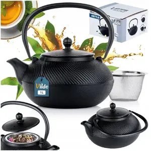 Kettle for Tea Infusions with Infuser Vilde Ori_259701 1 l Black Enamelled Cast Iron