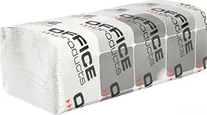 Paper hand towels Office Products ZZ, white recycled paper, 1-ply, pack 20x200 sheets