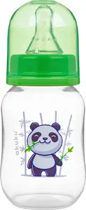 Baby feeding bottle akuku A0104 125 ml, green with panda design