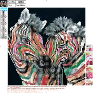 Diamond Painting Kit Centrum Mozaika 5D 30x30 cm Zebra