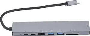 USB-C HUB RoGer 8in1 with USB-C PD, 2× USB 3.0, RJ45 Ethernet, HDMI, SD and TF card reader