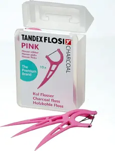 Флоссер с углеродной нитью Tandex розовый, 10 шт. — межзубный флосс с углеродным волокном