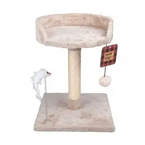 Cat Scratching Post Barry King BK-16102, beige, 39 cm, with resting platform, ball and toy