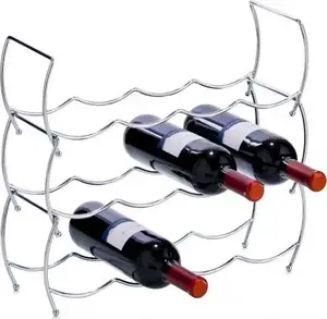 Metal wine rack ZELLER 14×42×14 cm, countertop bottle storage for wine bottles