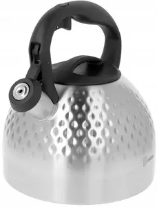 Kettle for gas Brunbeste BB-2467 stainless steel with whistle, induction-compatible, 2.7 L, silver diamond