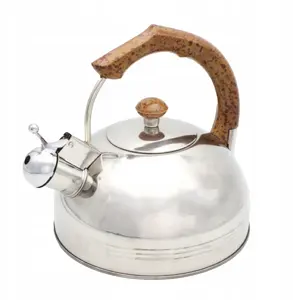 Stovetop whistling kettle Brunbeste BB-2270, stainless steel, 2.5 L, wooden handle, induction compatible