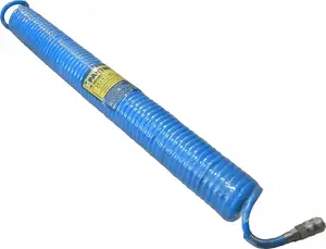 Air hose PARTNER 6.5 mm x 5 m polyurethane spiral with 1/4" quick couplings, max pressure 15 bar