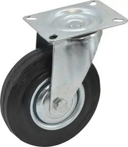 Caster wheel AWTools AW23317 — black rubber, 200 mm diameter, swivel