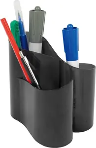 Desk organizer ICO Lux by ICO, transparent black - multi-compartment pencil and stationery holder