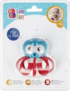 Погремушка «Осьминожка» Bambam 16×21 см — детская ручная игрушка, мягкая, сенсорная