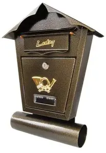 Mailbox with newspaper tube, No name SD1T — antique gold finish