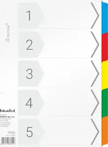 Cardboard dividers Biurfol A4 — pack of 5 sheets, interleaving inserts for documents