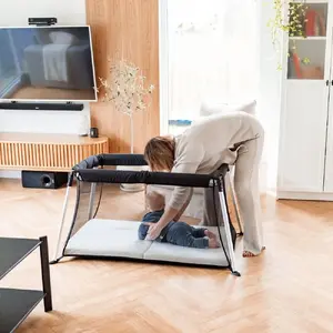 Ceļojumu gultiņa Luna Bambini LBM00531, viegla pārnēsājama bērnu gultiņa, melna
