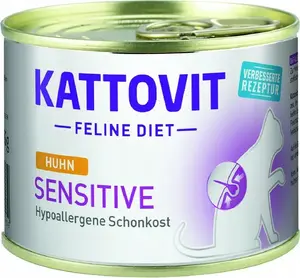 Mitrā kaķu barība KATTOVIT Sensitive ar vistu 185 g maisiņā