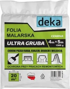 Aizsargplastmasa krāsošanas darbiem Deka Ultra bieza melna 4×5 m 1500 g