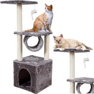 Cat Scratching Post with House, Tunnel and Platforms Lean model 13876 30x30x78 cm