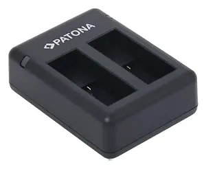 Battery charger PATONA 9885 for camcorder batteries, USB input 5V, output 4.4V, 2.1A input, overcharge protection, black